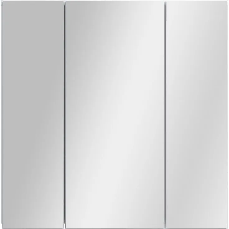 Badezimmerspiegelschrank >LOKKO< 3 Türen, grifflos, Weiss / Spiegel - 69,9x70,3x22,1cm (BxHxT)