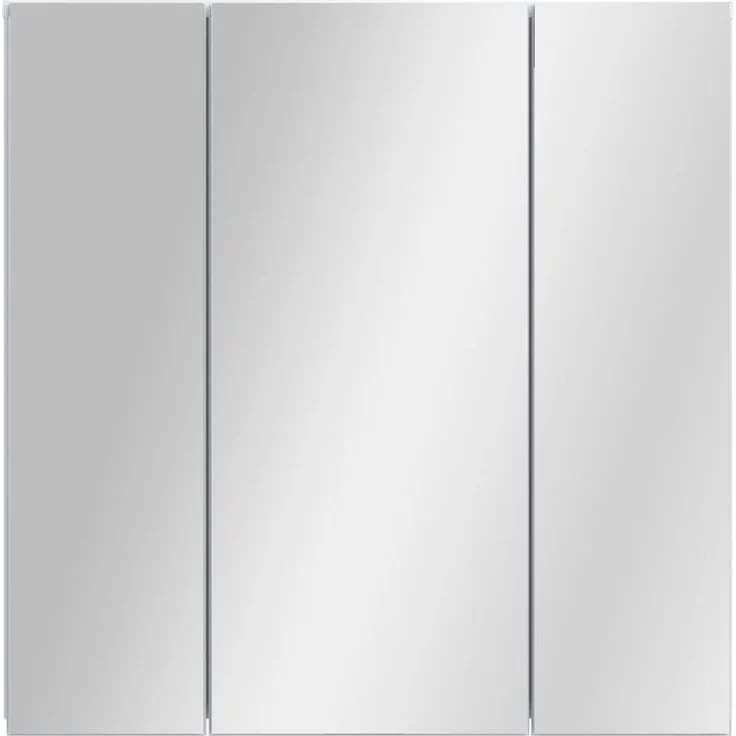 Badezimmerspiegelschrank >LOKKO< 3 Türen, grifflos, Weiss / Spiegel - 69,9x70,3x22,1cm (BxHxT) – Bild 1