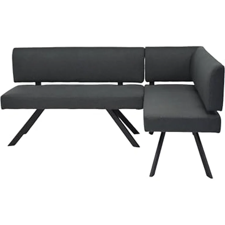 byLIVING Eckbank Toronto, Bezug in dunkelgrau, Gestell in schwarz, L-Form Langer Schenkel Links, Taschenfederkern, Küchenbank, Speisezimmerbank, Maße: B 182, H 85, T 128 cm – Bild 7