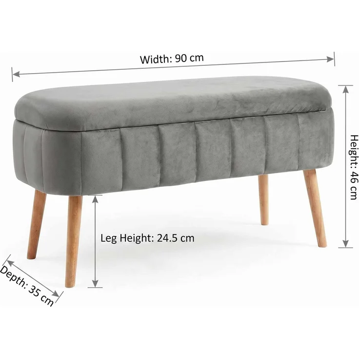 Hanah Home 'Oslo Babyface - Anthracite' Pouffe, Anthrazit, 90 x 46 x 35 cm – Bild 5