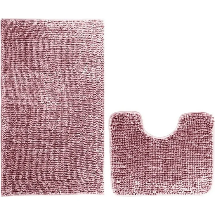 Restilo Badematte Badematte Badteppich Badvorleger Duschvorleger WC Vorleger rutschfest, rutschhemmend beschichtet, Set, Polyester, Rechteckig, Matte + WC Vorleger, BxL 50x80 cm und BxL 40x50 cm – Bild 1