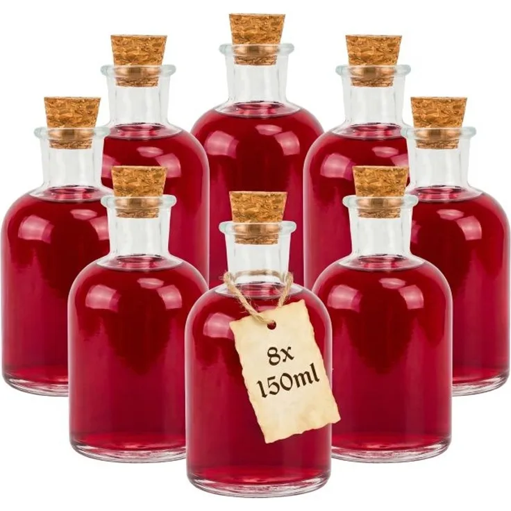 Relaxdays Glasflaschen mit Korken 8er Set