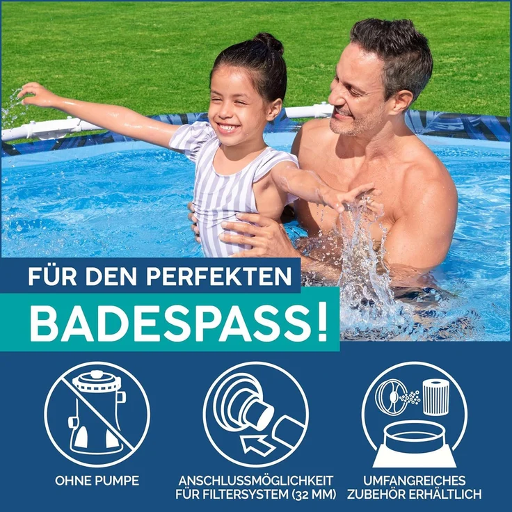 Steel Pro™ Frame Pool ohne Pumpe Ø 305 x 66 cm, tropisches Blatt-Design, rund – Bild 5