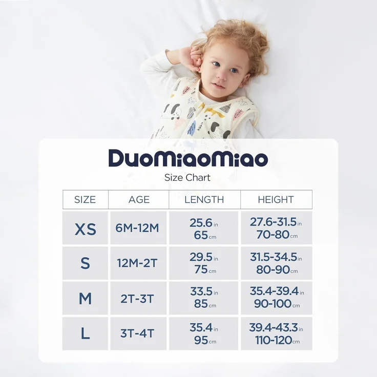 Duomiaomiao Schlafsack mit Beinen Baby Unisex Winter Schlafsack,mit füßen,entspricht TOG 2.5,100% Baumwolle, Ganzjahres Schlafsack Baby – Bild 6
