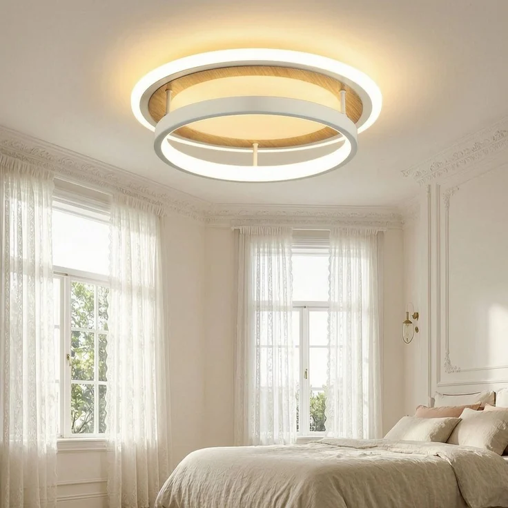 BlingBin LED Deckenleuchte Ø 30 Deckenlampe quadratisch/rund moderne Holzoptik 34 W Warmweiß, rund, LED fest integriert, Tageslichtweiß, Sandweiß für Wohnzimmer Schlafzimmer Esszimmer – Bild 1