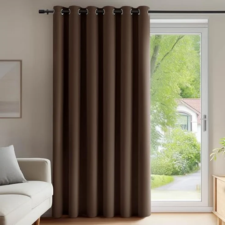 Deconovo Gardinen Schlafzimmer Blickdicht Thermovorhang mit Ösen Braun | 1 Stück, H270 x B200 cm, Verdunkelungsvorhang Hitzeschutz, Sichtschutz für Wohnzimmer, Blackout Curtain, UV-Schutz, Vorhänge – Bild 1