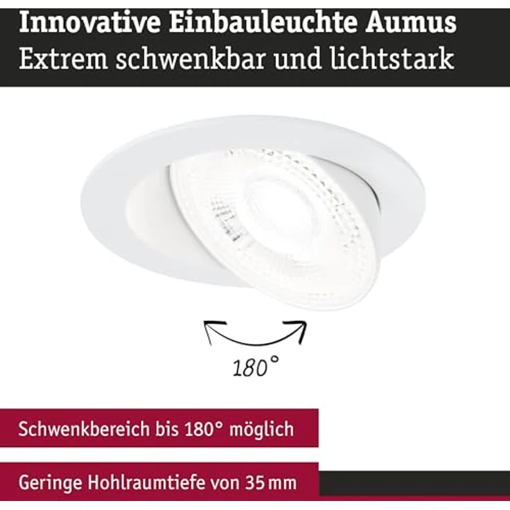 Paulmann 92254 LED Einbauleuchte White Select Aumus 3er-Set schwenkbar Weiß 230V dimmbar – Bild 3