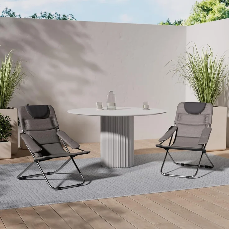 HOMECALL Gartenstuhl Klappstuhl Liegestuhl 4 fach verstellbarer Rückenlehne Gepolsterter, Anti-UV – Bild 2