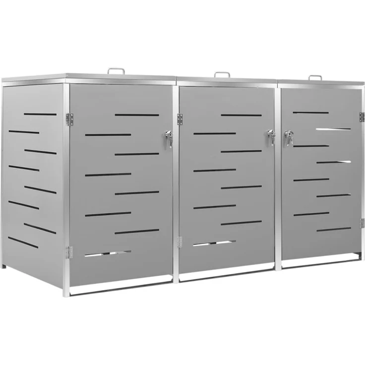 vidaXL Mülltonnenbox für 3 Tonnen 207x77,5x115 cm Edelstahl 149560 – Bild 4