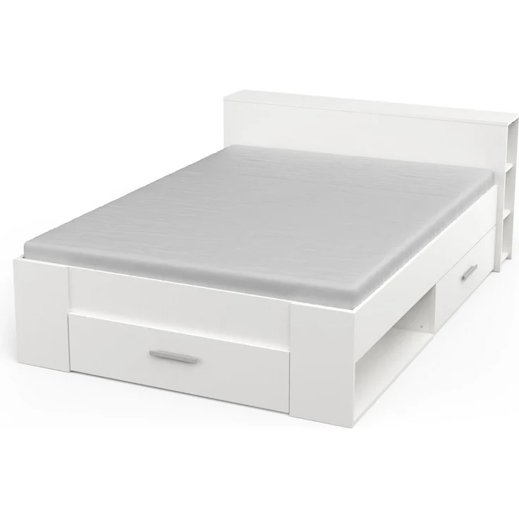 Calicosy Weißes Doppelbett mit 3 Schubladen und Nischen 140x190 cm - Pocket - Weiß matt – Bild 7