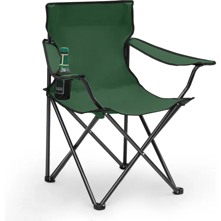 Sunula Campingstuhl Faltbar Anglerstuhl Ultraleicht Faltstuhl mit Armlehnen, mit Getränkehalter, mit Tragetasche, bis max. 100 kg, Grün