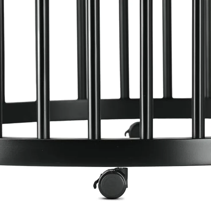 Deryan Willow Spielbox rund – Holz Laufstall für Babys – Inkl. Matratze – Schwarze Baby Playpen – Sicherer Indoor Spielplatz aus Holz - Schwarz – Bild 6