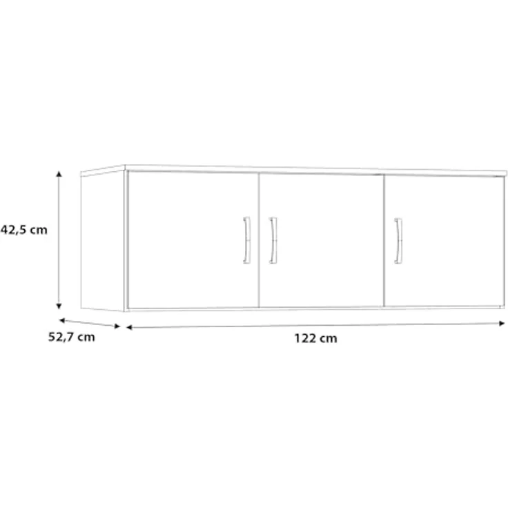 Forte NIKO Schrankaufsatz 120, Skandi-Schrankaufsatz, 3-türig, Holzwerkstoff, Wohn-/Schlafzimmer, Artisan Eiche Holzdekor, 122 cm breit x 42,5 cm hoch x 52,7 cm tief – Bild 2