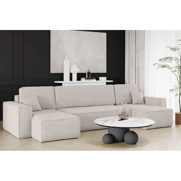 Kaiser Möbel Ecksofa mit schlaffunktion und bettkasten, Couch U-form BEST stoff Poso, Schlaffunktion, Bettzeugaufbewahrung, universal – Bild 1