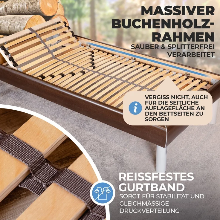 Coemo Lattenrost ERGO 80 x 190 cm 2er Set 7-Zonen 28 Leisten Kopfteil verstellbar – Bild 5