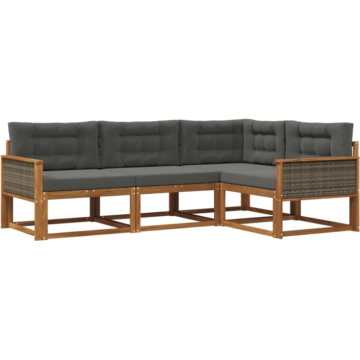 vidaXL Outdoor-Sofagarnitur 4 stk. 4-Sitzer Natur und Anthrazit 3382520 – Bild 2