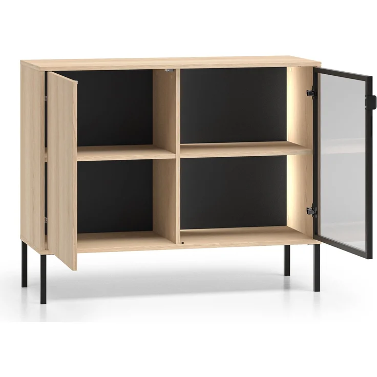 Selsey 'Barnee' – Sideboard mit beleuchteter Glasvitrine, Eichenholzoptik, 107 cm – Bild 4