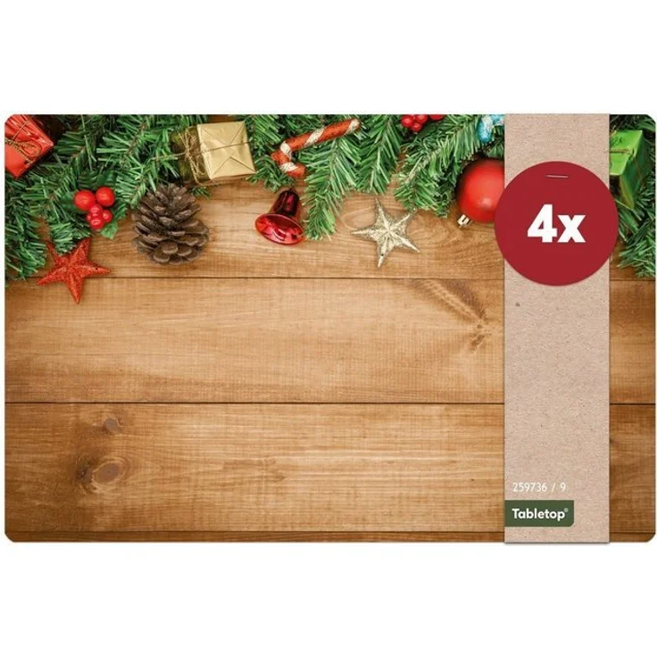 matches21 HOME & HOBBY Platzset Abwaschbare Tischsets 4er Set Weihnachten Holz Deko, (4-St), Platzsets als Tisch-Untersetzer und Tisch-Deko für Esstisch Teller – Bild 4