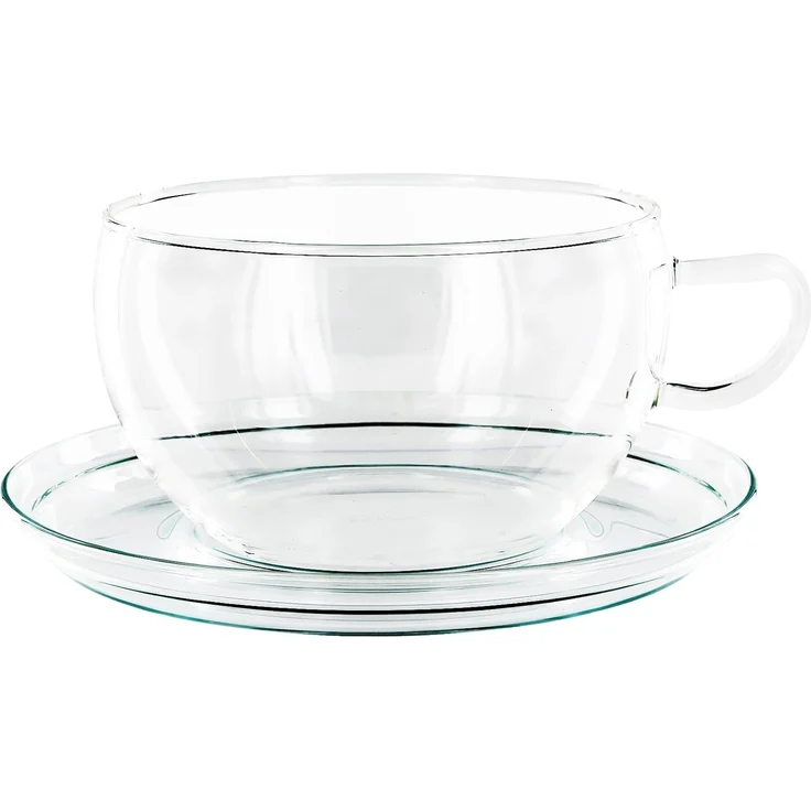 Trendglas Jena Borosilikat Tee Tassen mit Glasunterteller 2er-Set 0,4l Jumbo – Bild 3