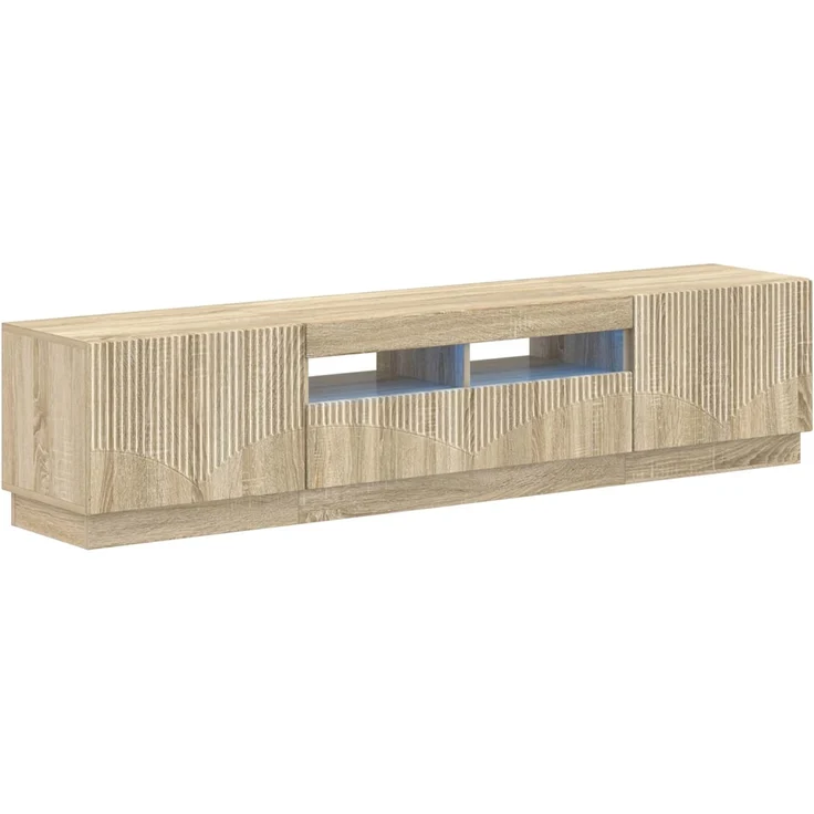 vidaXL LED-TV-Schrank HOORN 3 stk. Sonoma-Eiche Holzwerkstoff 3416840 – Bild 2
