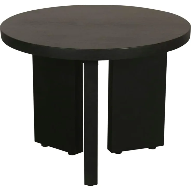 byLIVING Beistelltisch Round/Rund/Massivholz Akazie schwarz/Kaffeetisch/Nachttisch/Echtholz/D 40, H 30 cm