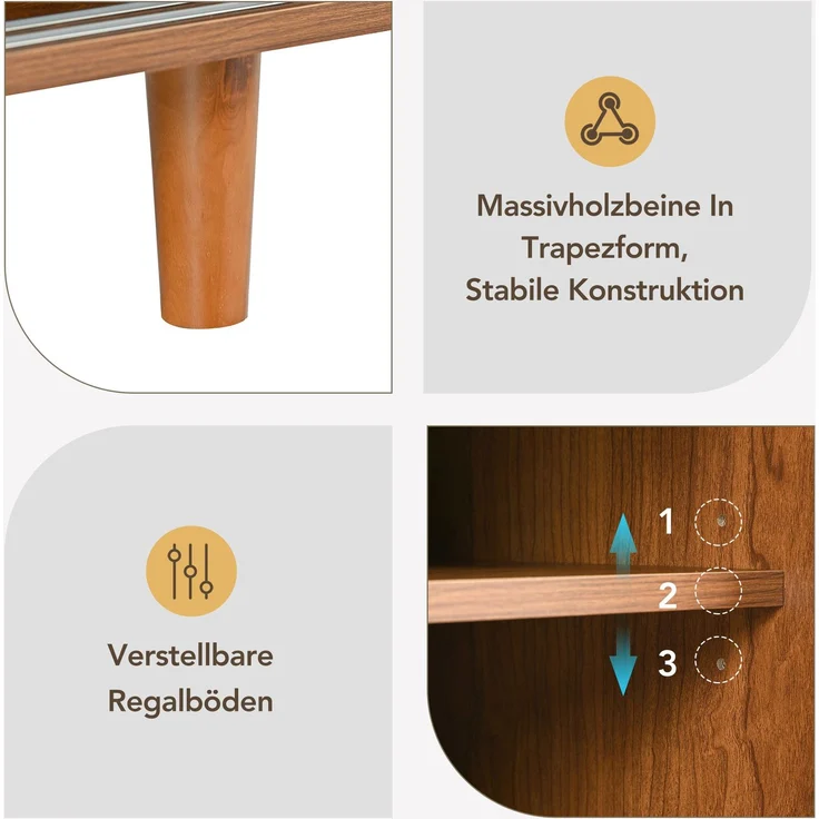 Rattan-Sideboard-Set für Wohnzimmer - Kombination aus Rattan-Kommode und Schuhschrank, Walnussfarben – Bild 8