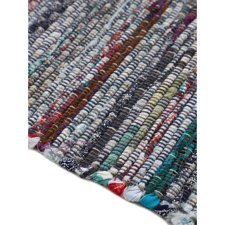 carpetfine 'Kelim Chindi' Teppich, Wendeteppich, rechteckig, Höhe: 6 mm, handgewebt, mit Fransen, Grau, 80x150 cm – Bild 4