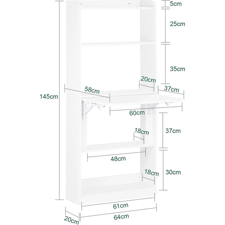 SoBuy FWT92-H-W Schreibtisch, Spanplatte, Melamin, Weiß, 60 x 145 x 58 cm – Bild 3