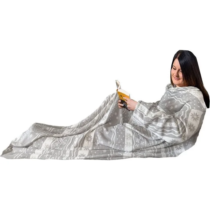 Wohndecke Kuscheldecke mit Ärmeln - Microfaser - TV-Decke - 200x150cm, HOMELEVEL