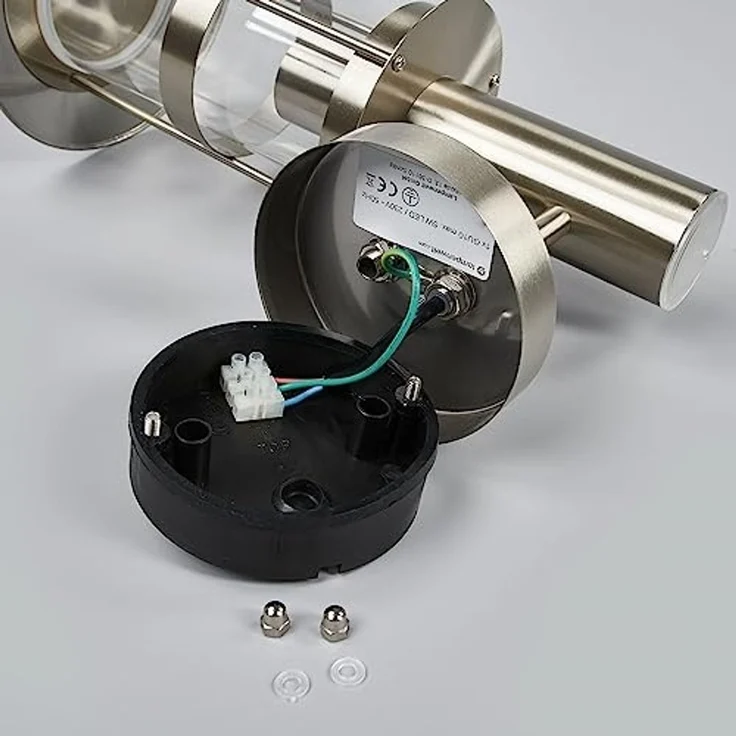 Lindby Außen-Wandleuchte Noemi, Edelstahl Alu IP44mit Bewegungsmelder, 1 x 60 W – Bild 6