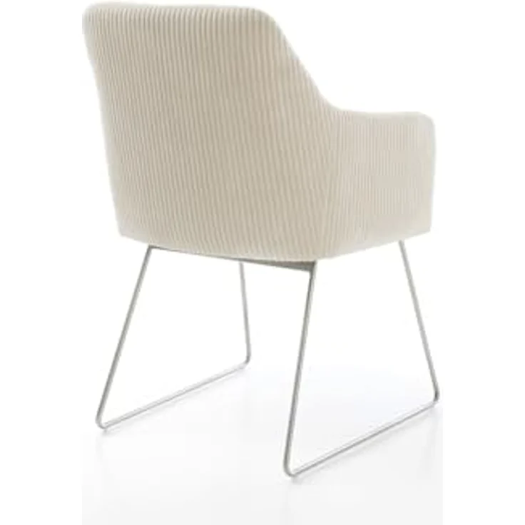 Esszimmerstuhl Greg-Flex Cord Beige Kufengestell Edelstahl Taschenfederkern – Bild 7