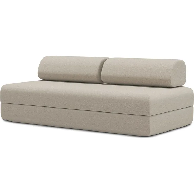 2-3-Sitzer-Schlafsofa aus glattem beigefarbenem Stoff