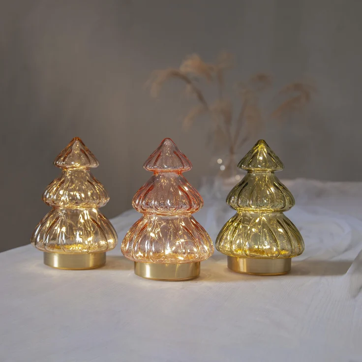 LED Tischleuchte ,Abete aus Glas, Tannenbaum, Batterie, grün, H 18cm – Bild 5