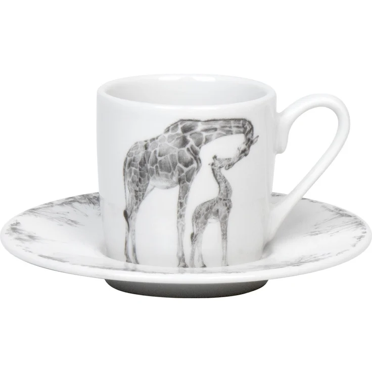 KÖNITZ 1150532760 Espressotasse mit Untertasse Amazing Animals - Giraffen 85 ml aus Bone China Porzellan – Bild 1
