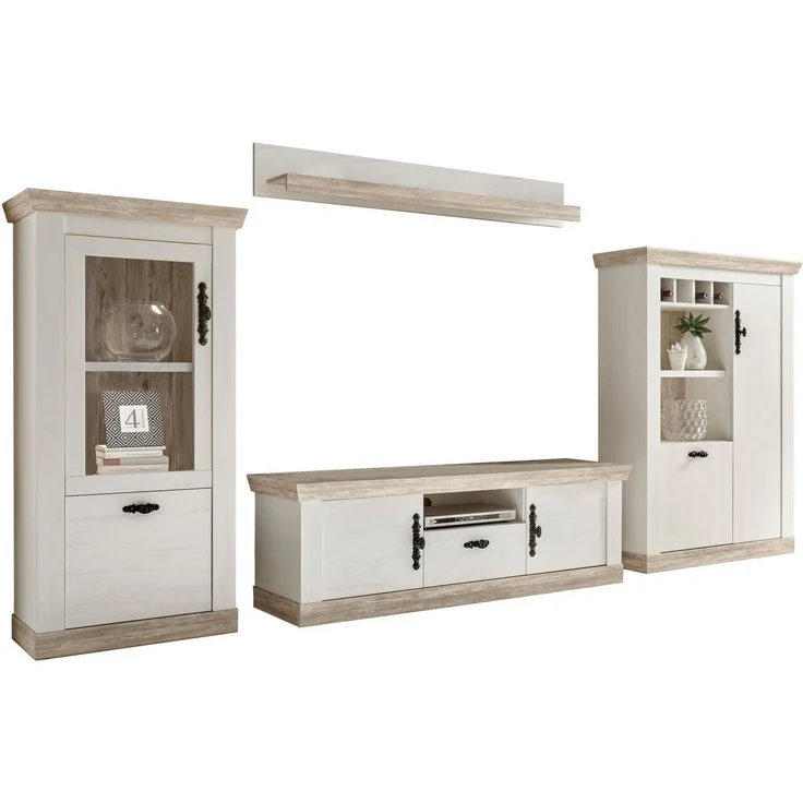 Home affaire Wohnwand Florenz 3, (Set, 4-St), im romatischen Landhauslook – Bild 1