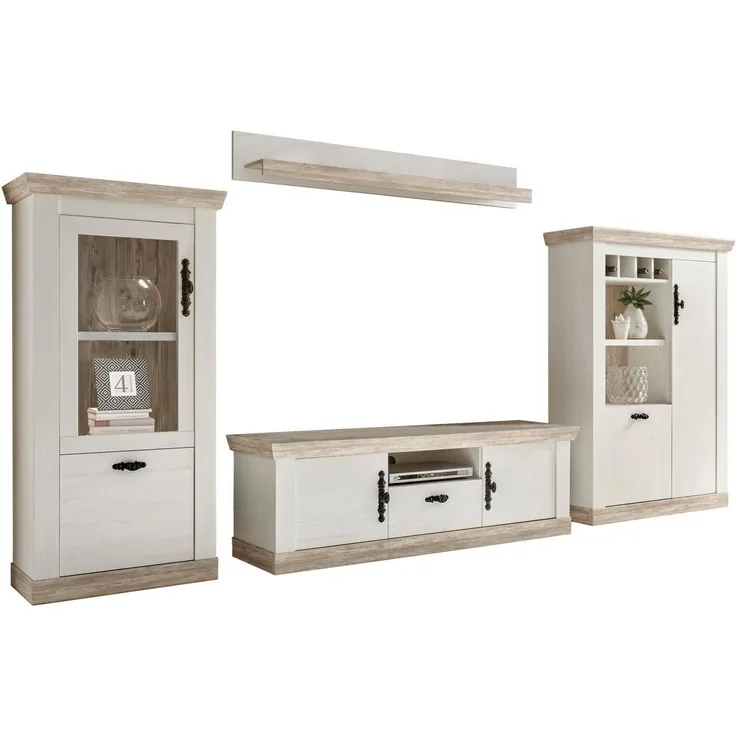 Home affaire Wohnwand Florenz 3, (Set, 4-St), im romatischen Landhauslook