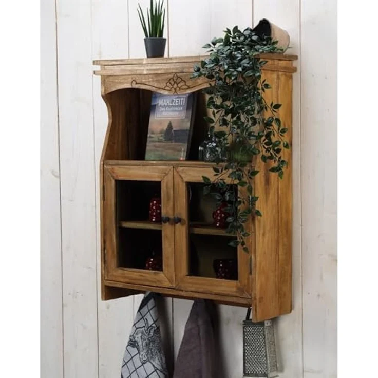 DESIGN DELIGHTS Wandregal WANDSCHRANK "RIBERA", mit Glastüren, 73 cm, Holz Wandregal – Bild 2