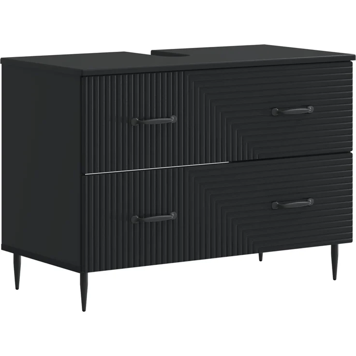 vidaXL 3-teiliges Badezimmer-Schranksystem HAARLEM Schwarz 3417775 – Bild 5