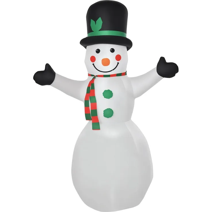 HOMCOM Weihnachtsschneemann, Polyester, Weiß, 130L x 72B x 193H cm