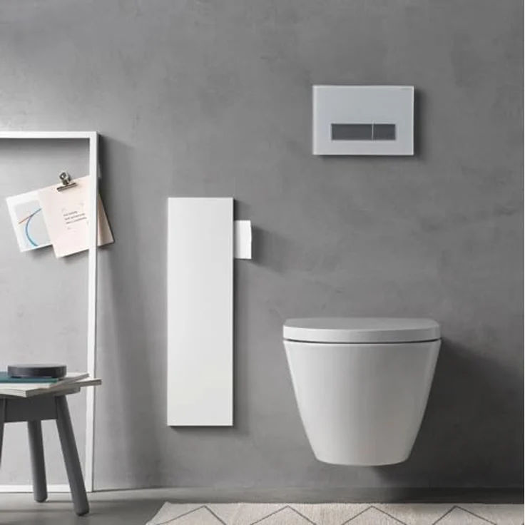 EMCO ASIS PURE Unterputz-Schrankmodul für die Klobürstengarnitur, Badezimmerschrank mit Toilettenpapierhalter und Fach, Hochschrank mit Push to Open-Funktion, Anschlag rechts – Bild 5