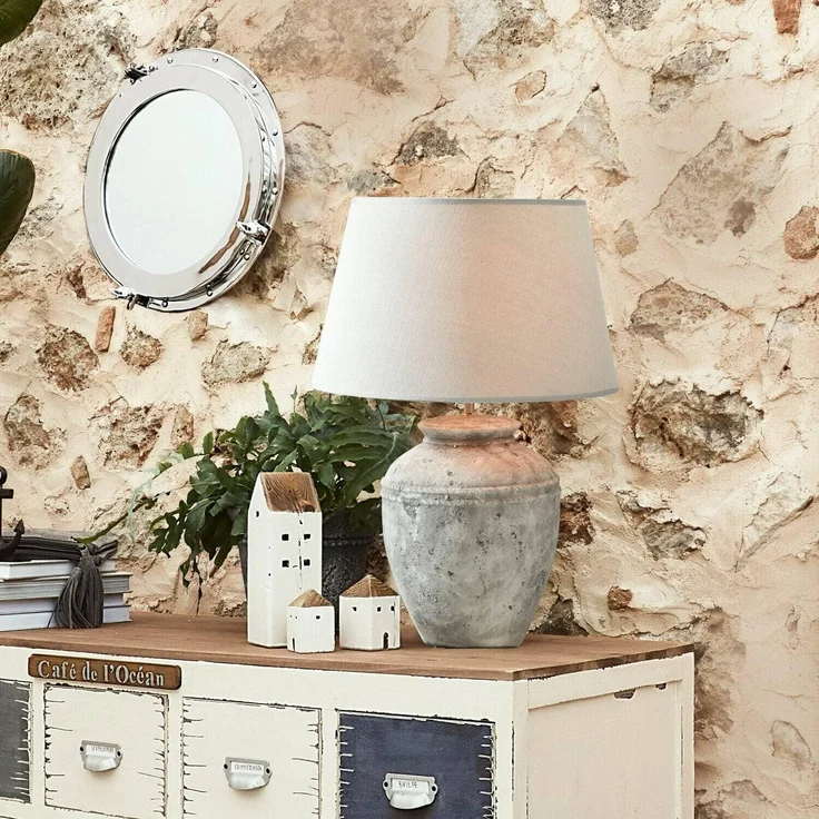 Mirabeau Tischleuchte Tischlampe Mosnay beige/antikgrau – Bild 7