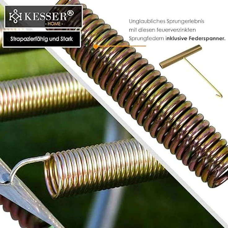 KESSER® - Trampolin | TÜV SÜD GS Zertifiziert | Komplettset mit Sicherheitsnetz, Leiter, Randabdeckung & Zubehör | Kindertrampolin Gartentrampolin Belastbarkeit 150 kg Blau, 244 cm – Bild 4