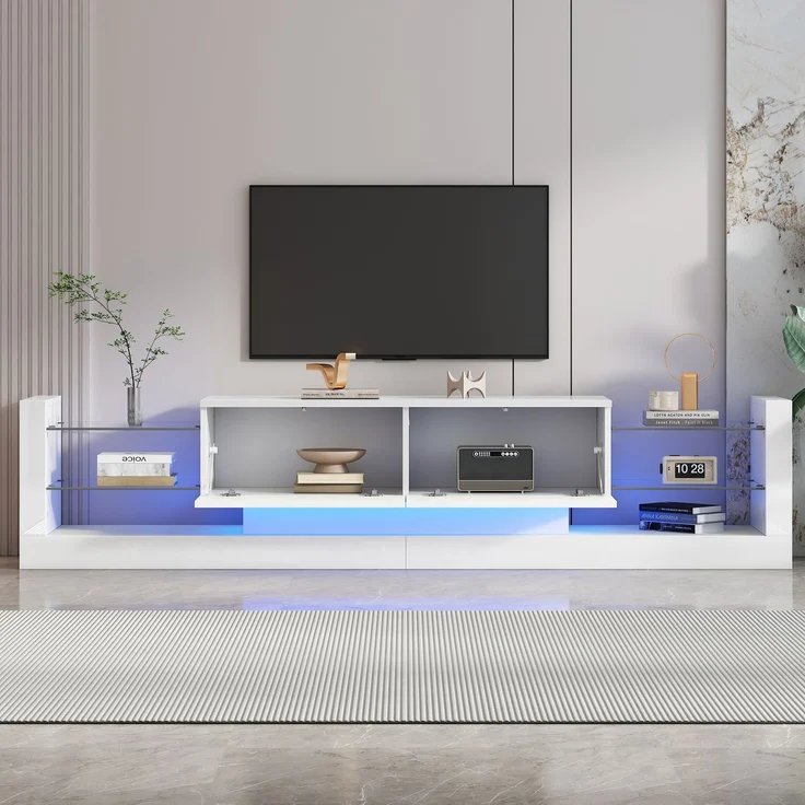 Lowboard mit LED-Beleuchtung , TV-Board, Fernsehtisch, TV-Ständer 1 St. zwei klapptür , für Fernseher bis 80 Zoll – Bild 2