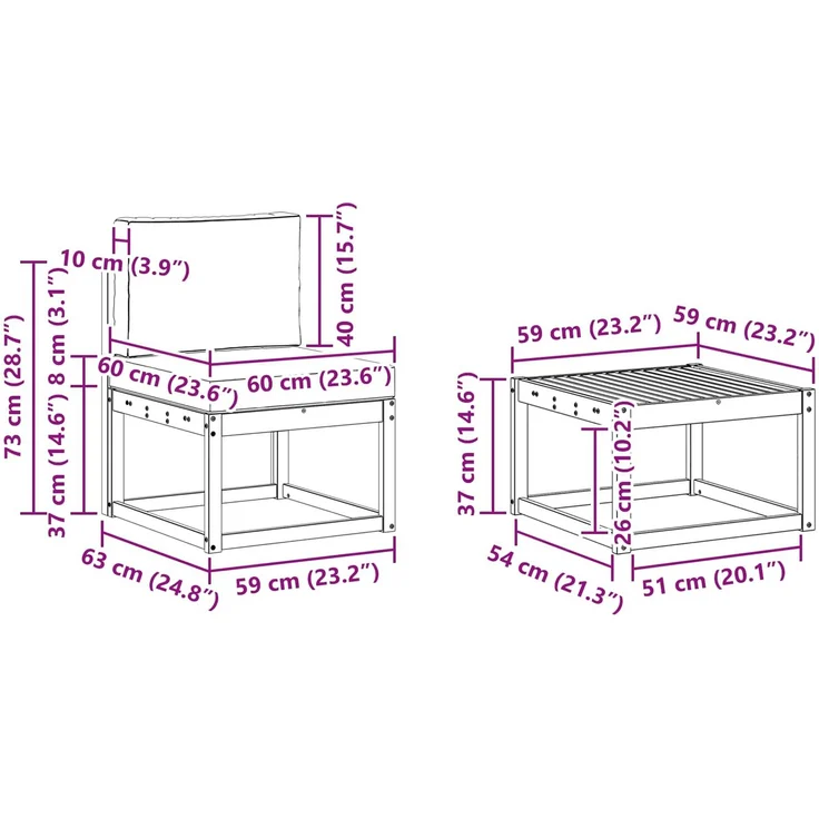 vidaXL Outdoor-Sofagarnitur mit Kissen 6 pcs Natur und Creme 3366023 – Bild 11