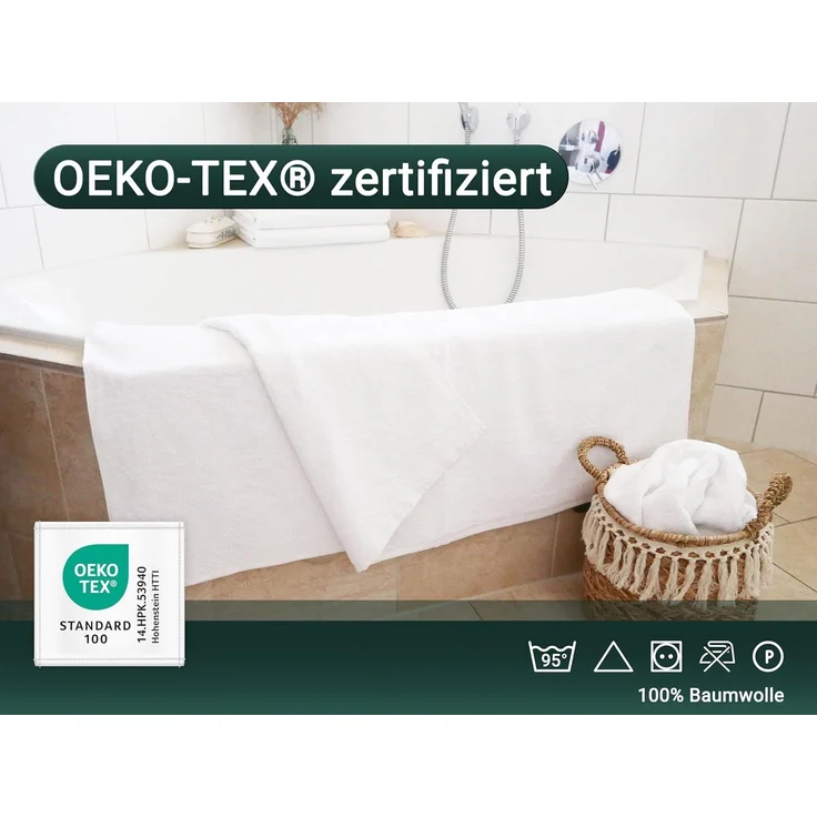 ZOLLNER Badetücher 5er Set, 100x150 cm, weiß, Baumwolle – Bild 5