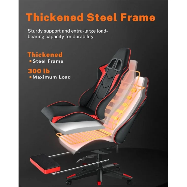 BIGZZIA Bürostuhl Gaming Stuhl mit Fußstütze - Gamer Stühle Ergonomisch mit Lendenkissen, Kopfstütze Gaming Chair Höhenverstellbar Computerstuhl – Bild 3