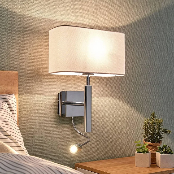 Lucande Wandleuchte Jettka, 1 x 60 W E27 (exkl) + 1 x 1 W LED (inkl) – Bild 2