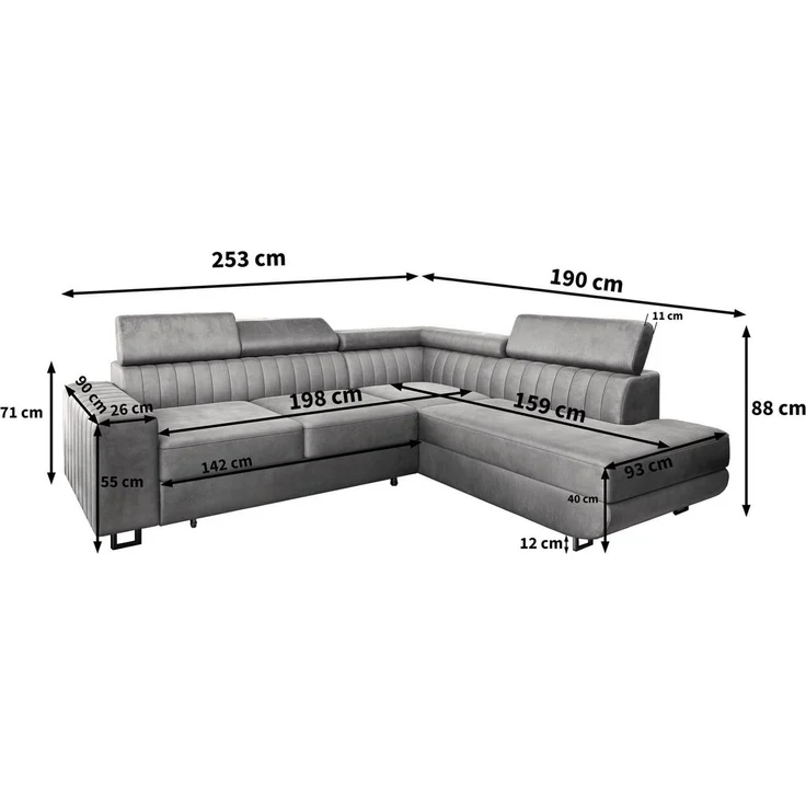 Masseno Ecksofa NOLA mit Schlaffunktion L-Form, Sofa mit Bettkasten – Bild 2