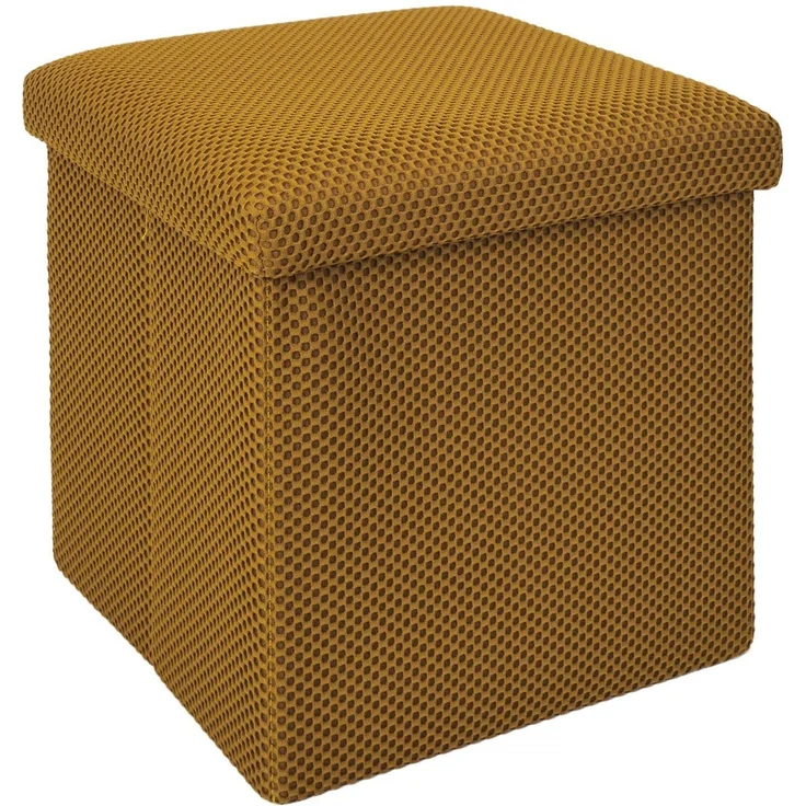 HOME DECO FACTORY, HD0505, Faltbare Ottomane-Box, multifunktionales zeitgenössisches Design, praktische Aufbewahrung und Bequeme Sitzgelegenheiten, ideal für kleine Räume, Gelb, 38 cm