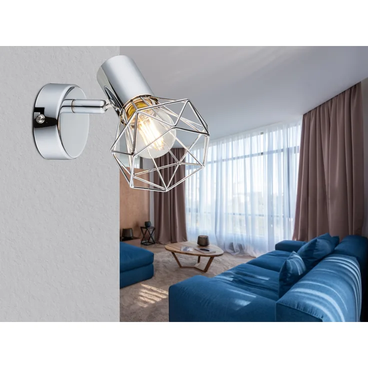 Wandstrahler, Metallkäfig, silber, Spot beweglich, XARA I